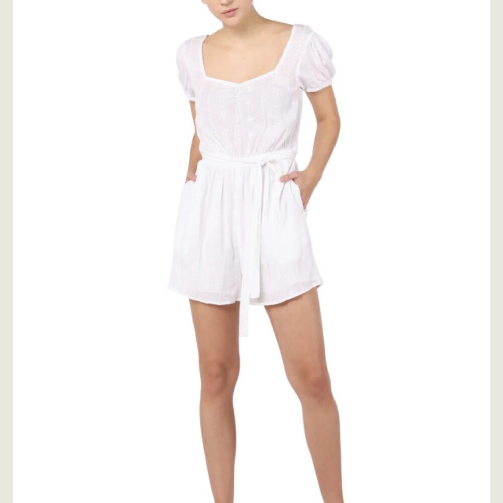 Black Tape White Cotton Eyelet Romper NWT 2022851 Size M